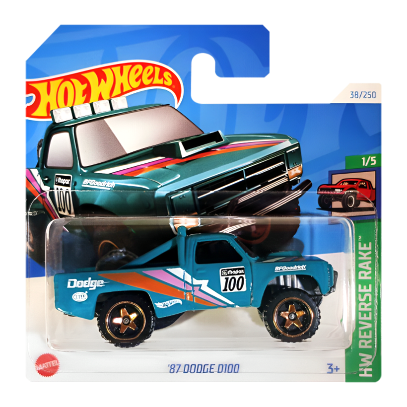 Машинка Базовая Hot Wheels '87 Dodge D100 Reverse Rake 1:64 HTB89 Green - Retromagaz