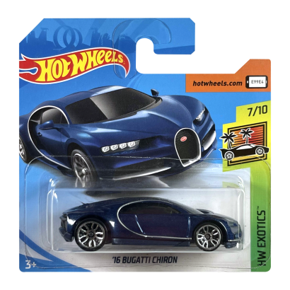 Машинка Базовая Hot Wheels '16 Bugatti Chiron Exotics 1:64 FYB49 Metallic Blue - Retromagaz