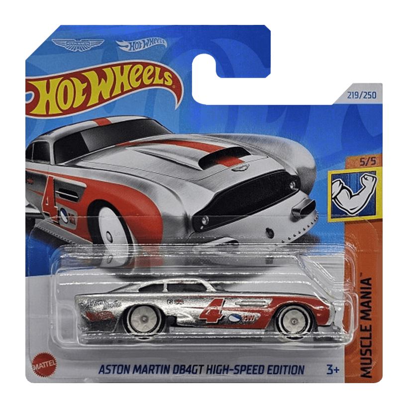 Машинка Базовая Hot Wheels Aston Martin DB4GT High-Speed Edition Zamac Muscle Mania 1:64 HRY86 Silver - Retromagaz