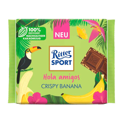Шоколад Молочный Ritter Sport Crispy Banana 100g 4000417620118 - Retromagaz