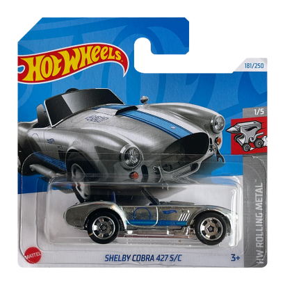 Машинка Базова Hot Wheels Shelby Cobra 427 S/C Zamac Rolling Metal 1:64 HTB53 Silver - Retromagaz