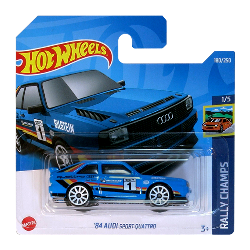Машинка Базова Hot Wheels '84 Audi Sport Quattro Rally Champs 1:64 HCX60 Blue - Retromagaz
