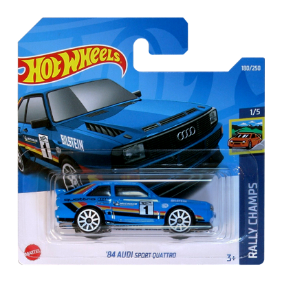 Машинка Базовая Hot Wheels '84 Audi Sport Quattro Rally Champs 1:64 HCX60 Blue - Retromagaz