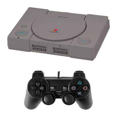 Набор Консоль Sony PlayStation 1 SCPH-9xxx Europe Grey Б/У  + Геймпад Проводной RMC PlayStation 2 Black Новый - Retromagaz