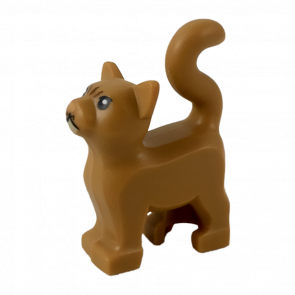 Фігурка Lego Земля Cat Standing with Black Eyes Tan Chin Reddish Brown Stripes on Forehead and Nougat Nose Pattern Animals 13786pb04 Medium Nougat Б/У - Retromagaz