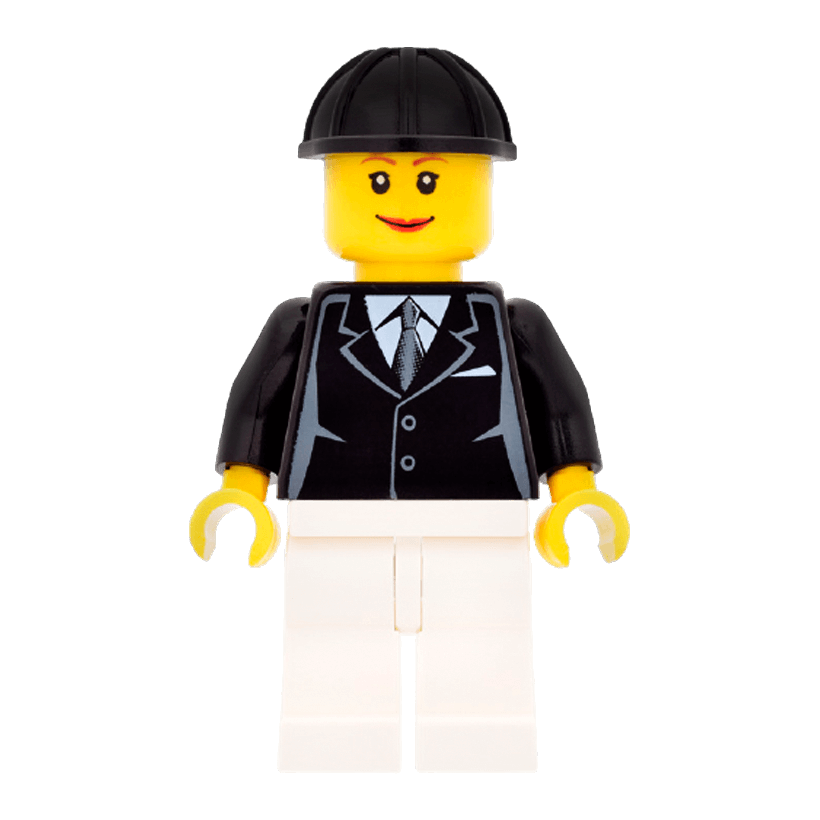 Фигурка Lego People 973pb0322 Horse Rider Female Black Suit with Tie City twn076 Б/У - Retromagaz