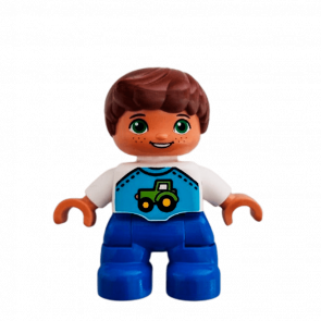 Фігурка Lego Boy Blue Legs White Top Duplo 47205pb055 Б/У