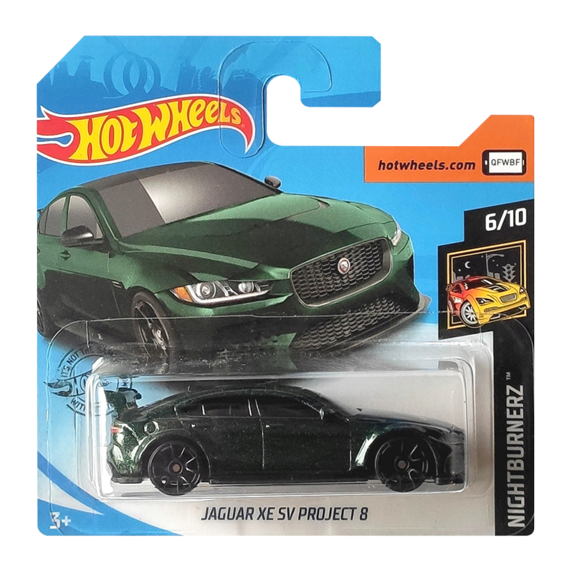 Машинка Базовая Hot Wheels Jaguar XE SV Project 8 Nightburnerz 1:64 GHD14 Green - Retromagaz
