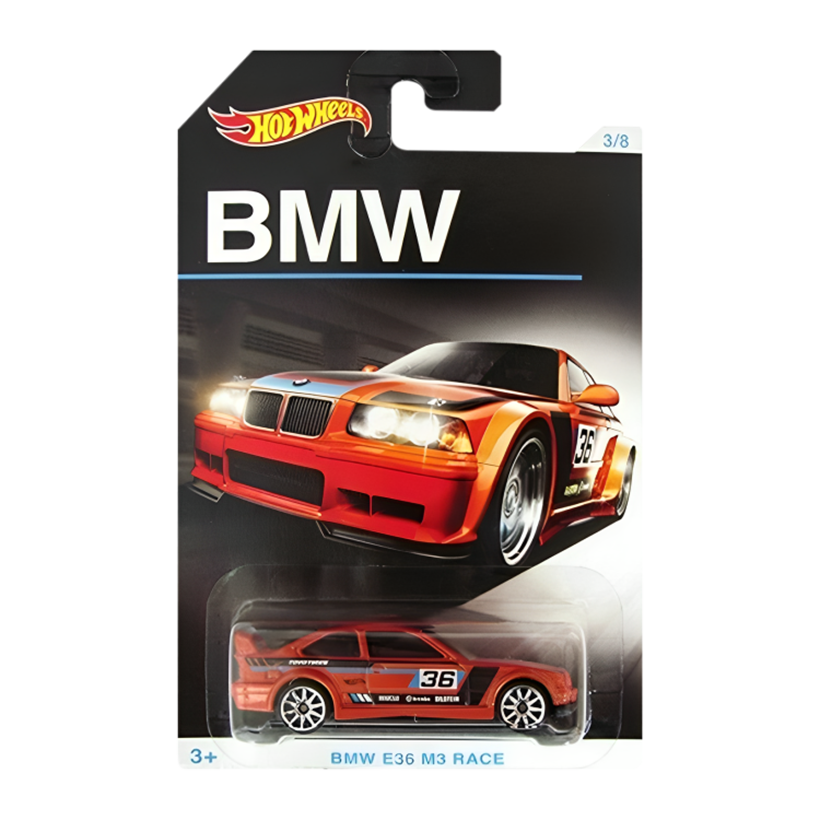 Тематическая Машинка Hot Wheels BMW E36 M3 Race BMW 1:64 DJM82 Orange - Retromagaz