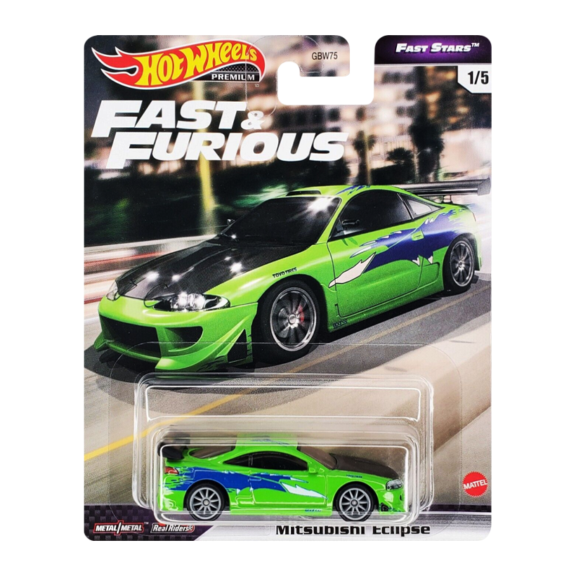 Машинка Premium Hot Wheels Mitsubishi '95 Mitsubishi Eclipse Fast & Furious 1:64 GRL73 Green - Retromagaz