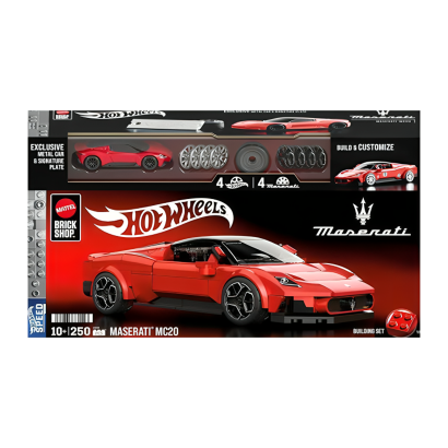 Конструктор Hot Wheels Brick Shop Speed Maserati MC20 250 деталей JFR90 Red - Retromagaz
