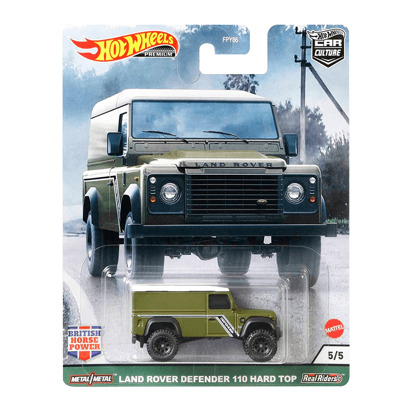 Машинка Premium Hot Wheels Land Rover Defender 110 Hard Top British Horsepower 1:64 GRJ63 Green - Retromagaz