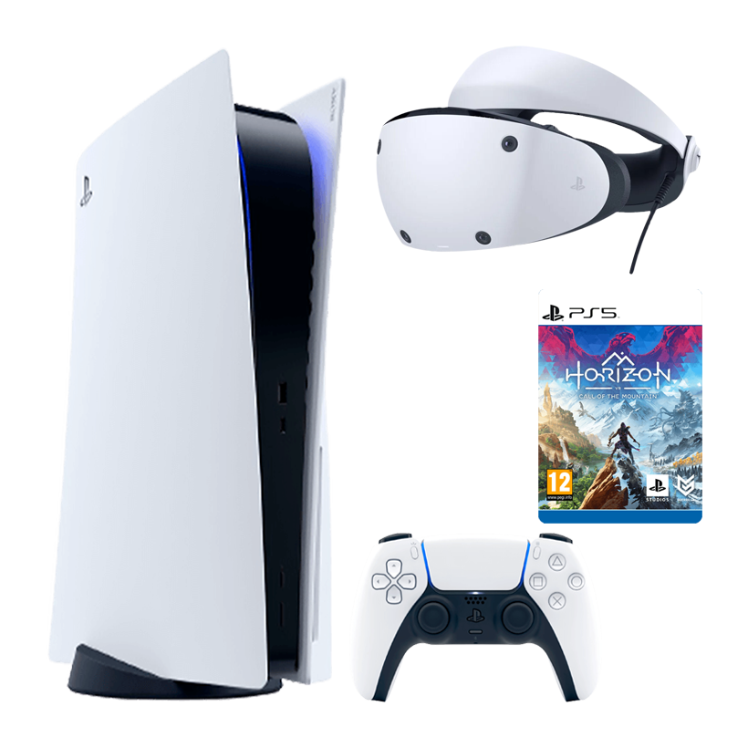 Набор Консоль Sony PlayStation 5 Blu-ray 825GB White Новый + Очки Виртуальной Реальности Проводной VR2 + Игра Horizon Call of the Mountain Русские Субтитры Digital Code - Retromagaz