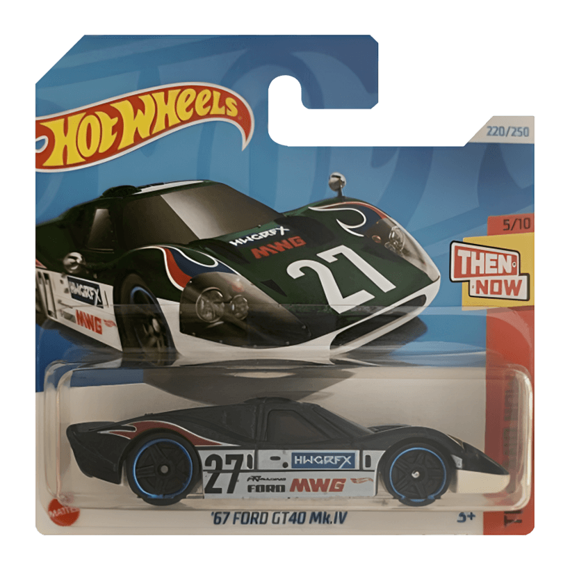 Машинка Базовая Hot Wheels '67 Ford GT40 Mk.IV Then and Now 1:64 HTC69 Black - Retromagaz