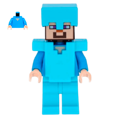 Фігурка Lego Steve Medium Azure Helmet and Armor Games Minecraft min015 1 Б/У - Retromagaz