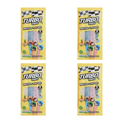 Набір Цукерки Жувальні 4шт Turbo Strips Sour Belt 80g 8684730619521 - Retromagaz