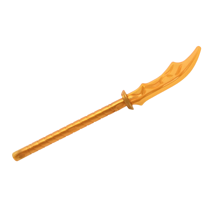 Зброя Lego Меч Naginata with Marbled Trans-Orange Pattern 41159pb02 6267178 6268404 Pearl Gold Б/У - Retromagaz