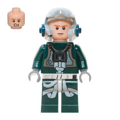 Фігурка Lego Star Wars Повстанець Arvel Crynyd Pilot A-wing Open Helmet Dark Green Jumpsuit sw0437 Б/У Нормальний - Retromagaz