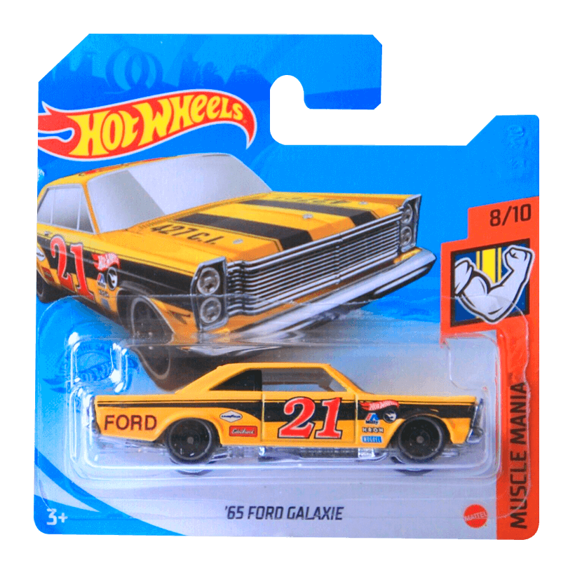 Машинка Базова Hot Wheels '65 Ford Galaxie Treasure Hunts Muscle Mania 1:64 GTC98 Yellow - Retromagaz