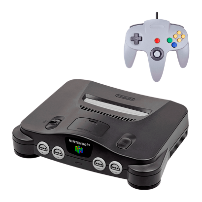 Набор Консоль Nintendo N64 FAT Europe Charcoal Grey Б/У + Геймпад Проводной RMC Grey 1.7m Новый - Retromagaz