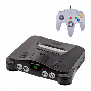 Набор Консоль Nintendo N64 FAT Europe Charcoal Grey Без Геймпада Б/У Хороший + Геймпад Проволочный RMC Grey 1.7m Новый - Retromagaz