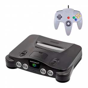 Набір Консоль Nintendo N64 FAT Europe Charcoal Grey Без Геймпада Б/У Хороший + Геймпад Дротовий RMC Grey 1.7m Новий