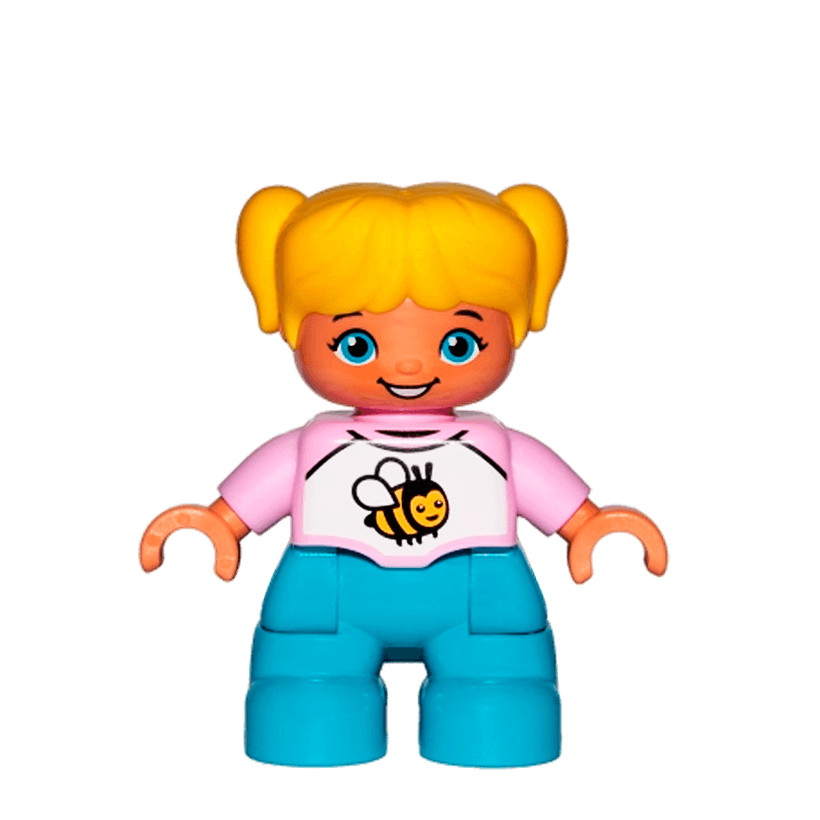 Фигурка Lego Girl Dark Azure Legs White and Bright Pink Top Duplo 47205pb059 Б/У - Retromagaz