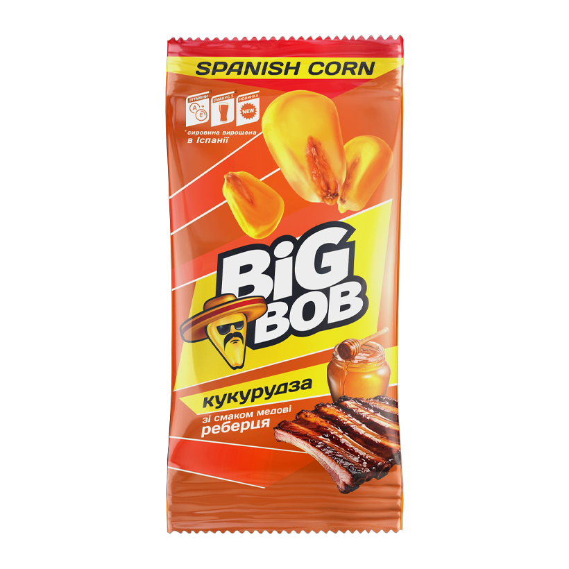 Кукурудза Big Bob Жареная со Вкусом Медовые Ребра 55g - Retromagaz
