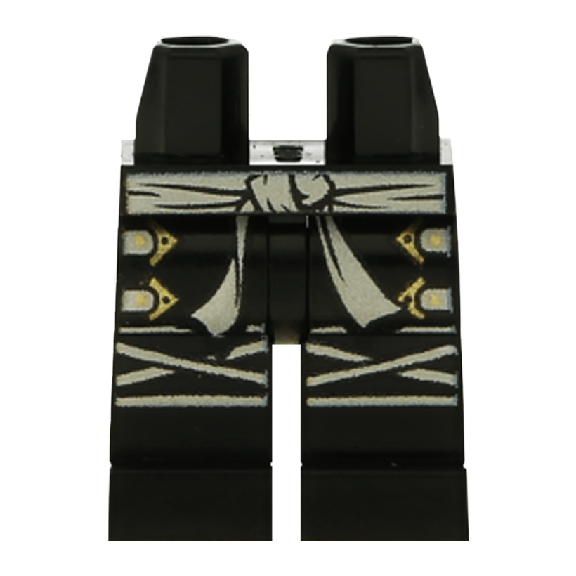 Ноги Lego Ninja Zane Legs White Sash Knee Wrappings and Straps with Gold Buckles Pattern Ninjago 970c00pb0219 njo0076 6021001 Black Б/У - Retromagaz