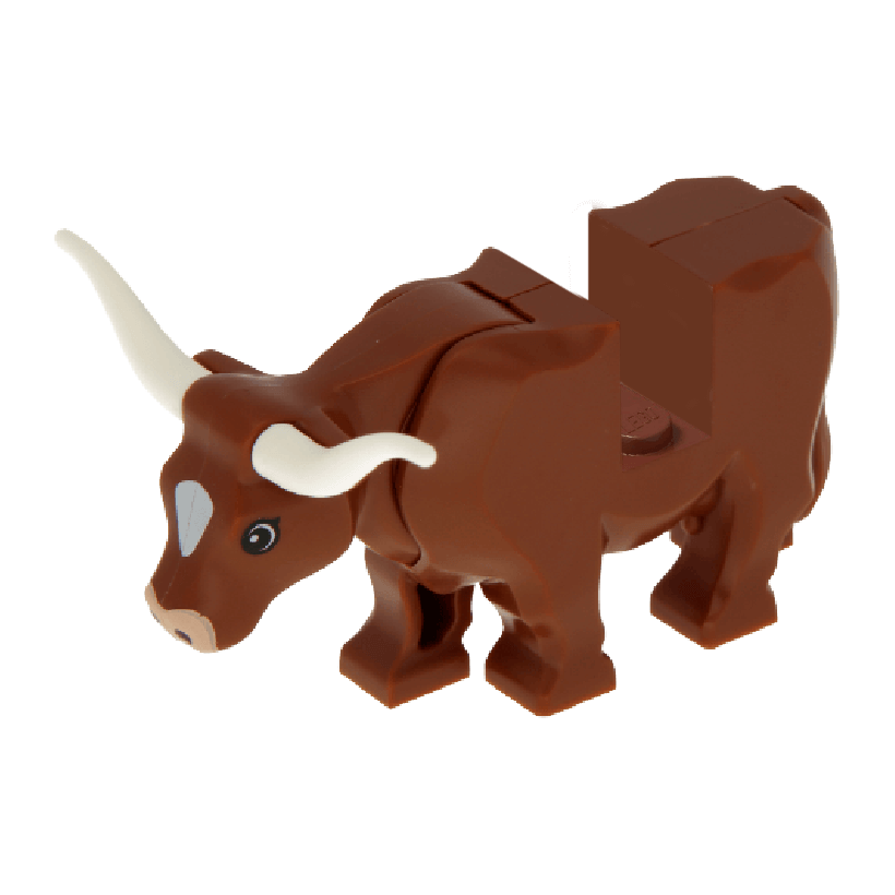 Фигурка Lego Земля Cow with Pink Muzzle and White Spot on Head Pattern Animals 64452pb01c02 Reddish Brown Б/У - Retromagaz