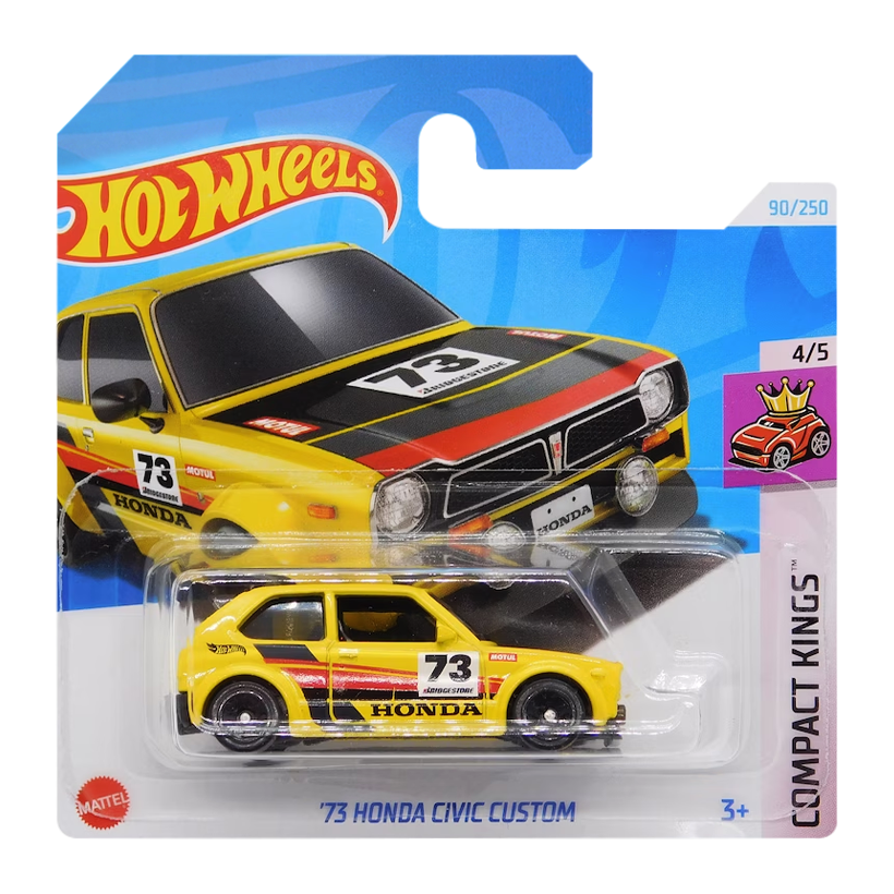 Машинка Базова Hot Wheels '73 Honda Civic Custom Compact Kings 1:64 HTC19 Yellow - Retromagaz