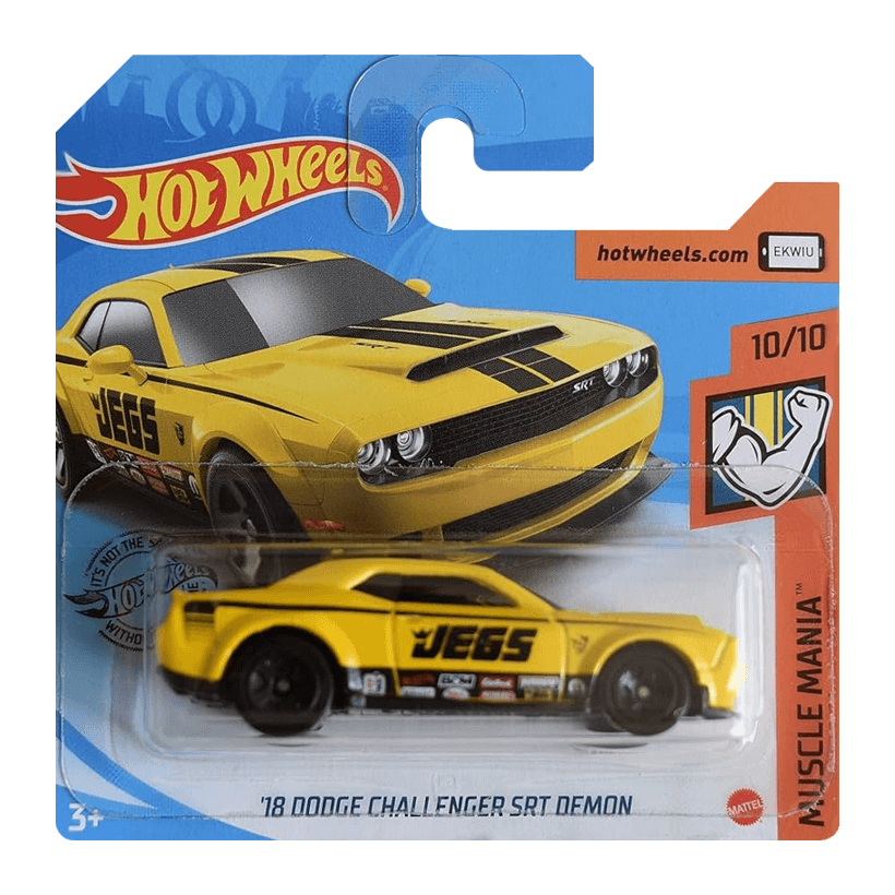 Машинка Базовая Hot Wheels '18 Dodge Challenger SRT Demon Muscle Mania 1:64 GHD04 Yellow - Retromagaz