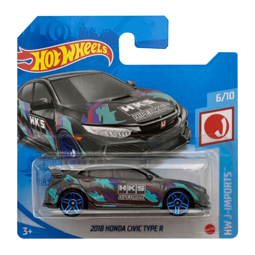 Машинка Базовая Hot Wheels 2018 Honda Civic Type R HKS J-Imports 1:64 GTB06 Grey - Retromagaz