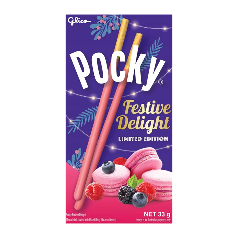 Палочки Glico Pocky зі Смаком Ягідних Макарунів 33g - Retromagaz