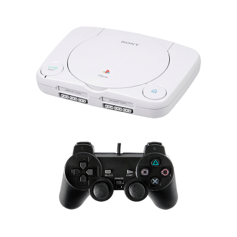Набор Консоль Sony PlayStation 1 Slim Europe White Б/У  + Геймпад Проводной RMC PlayStation 2 Black Новый - Retromagaz