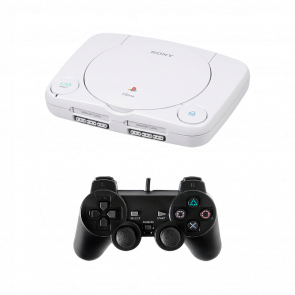 Набор Консоль Sony PlayStation 1 Slim Europe White Б/У  + Геймпад Проводной RMC PlayStation 2 Black Новый - Retromagaz