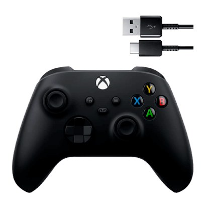 Геймпад Беспроводной Microsoft Xbox Series Controller + Кабель USB Type-C XOA-0010, 1V8-00001, 1V8-00002 Carbon Black Новый - Retromagaz