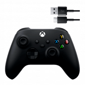 Геймпад Беспроводной Microsoft Xbox Series Controller + Кабель USB Type-C (XOA-0010, 1V8-00002) Carbon Black 2.7m Новый - Retromagaz