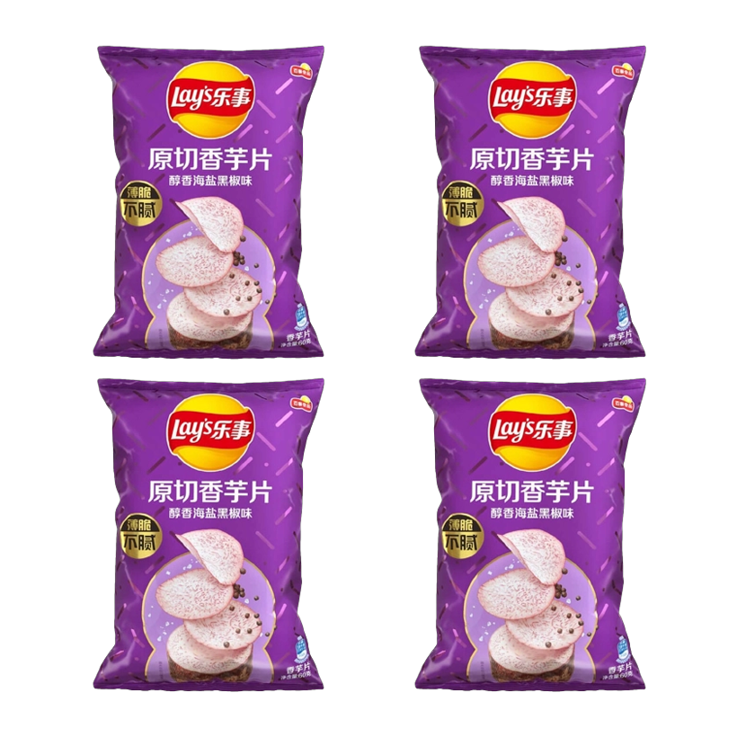 Набор Чипсы 4шт Lay's Азиатские Taro со Вкусом Морской Соли и Черного Перца 60g - Retromagaz