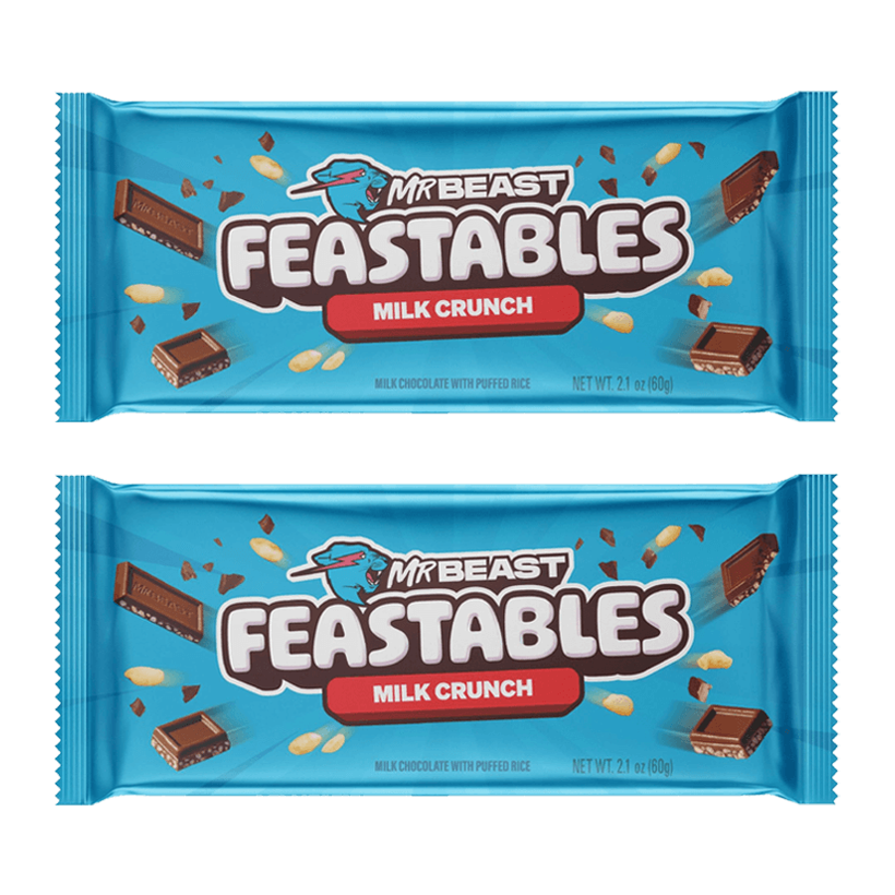 Набір Батончик 2шт MrBeast Feastables Milk Crunch King Size 60g - Retromagaz