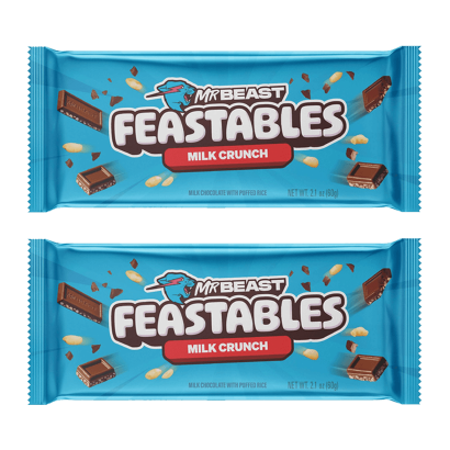Набор Батончик 2шт MrBeast Feastables Milk Crunch King Size 60g - Retromagaz