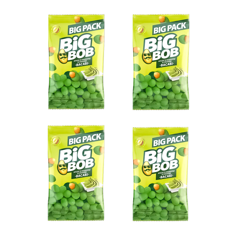 Набір Арахіс Смажений 4шт Big Bob в Хрусткій Оболонці зі Смаком Васабі 90g - Retromagaz