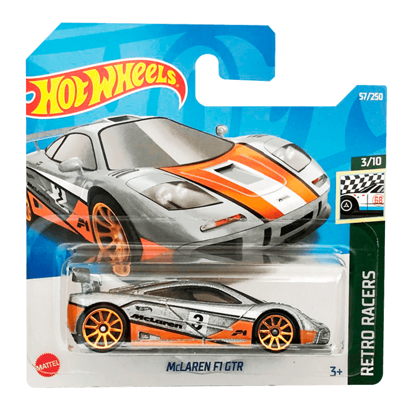 Машинка Базова Hot Wheels McLaren F1 GTR Retro Racers 1:64 HCX86 Silver - Retromagaz