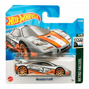 Машинка Базовая Hot Wheels McLaren F1 GTR Retro Racers 1:64 HCX86 Silver