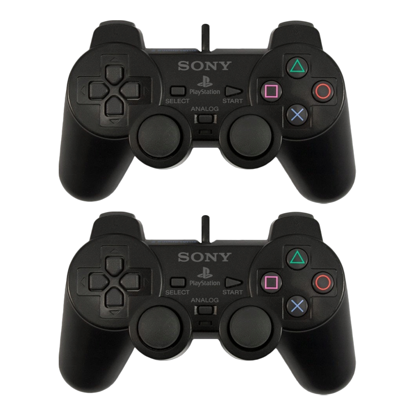 Набір Геймпад 2шт Дротовий Sony PlayStation 2 SCPH-10010 DualShock 2 Black 2.5m Б/У - Retromagaz