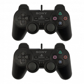 Набір Геймпад 2шт Дротовий Sony PlayStation 2 SCPH-10010 DualShock 2 Black 2.5m Б/У - Retromagaz