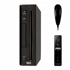 Набор Консоль Nintendo Wii RVL-001 Europe Модифицированная 32GB Black + 10 Встроенных Игр Без Геймпада Б/У  + Контроллер Беспроводной RMC Remote Plus Новый + Проводной  Nunchuk