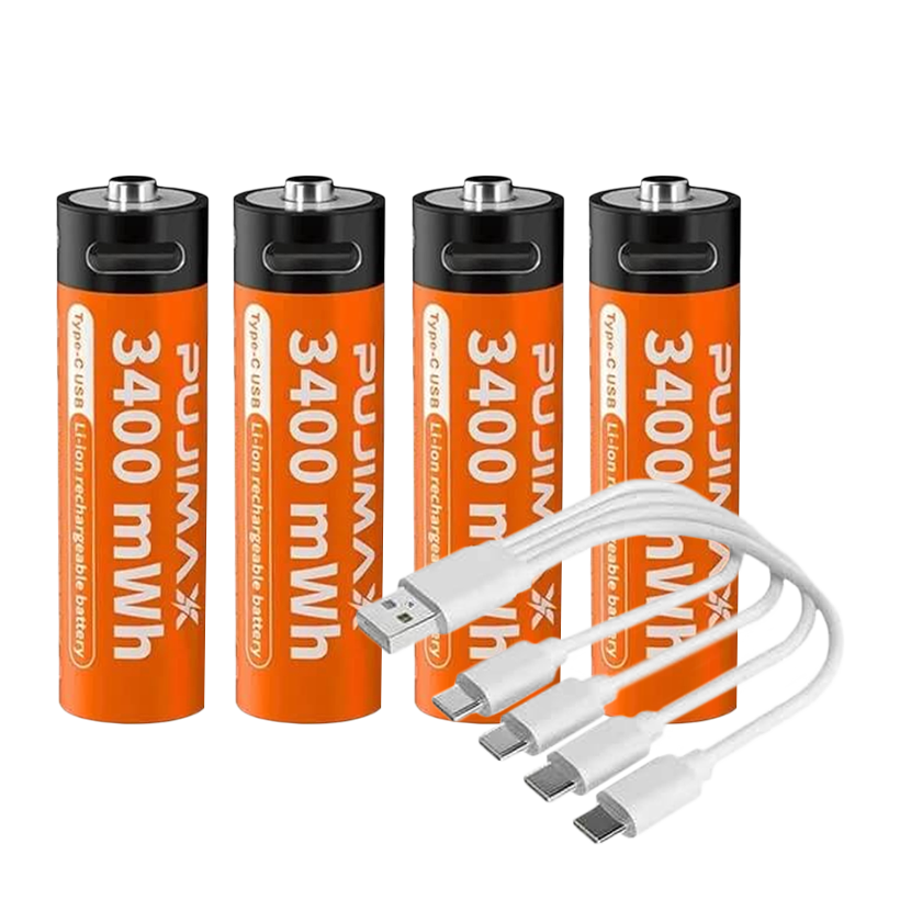 Акумулятор 4шт Pujimax AA USB Type-C 3400 mAh - Retromagaz