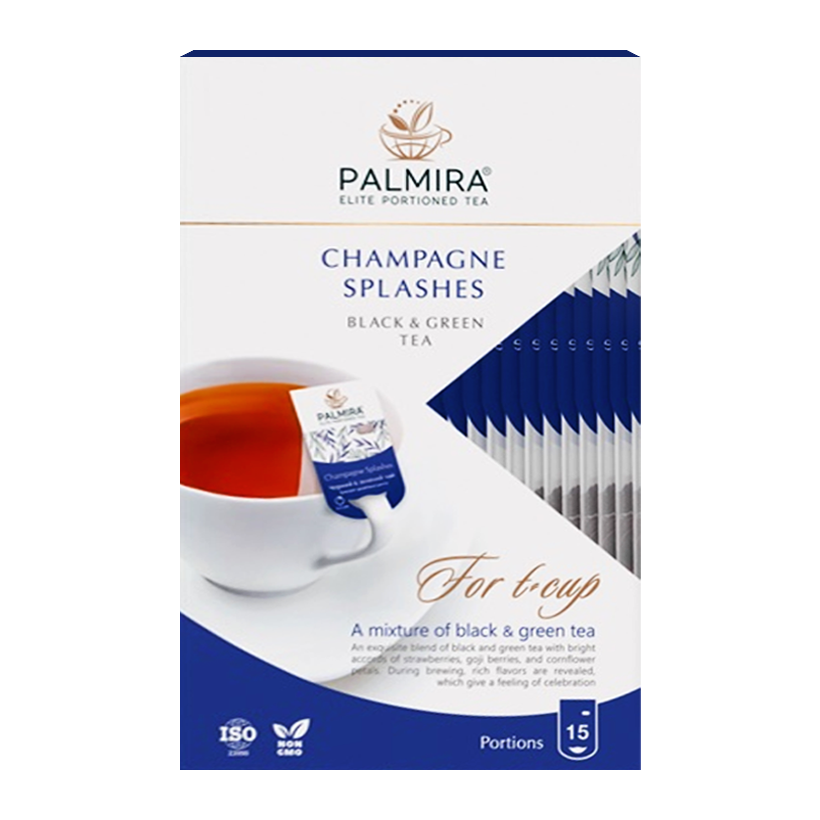 Чай Пакетированный Зеленый, Черный Palmira T-CUP BOX Брызги Шампанского 36g - Retromagaz