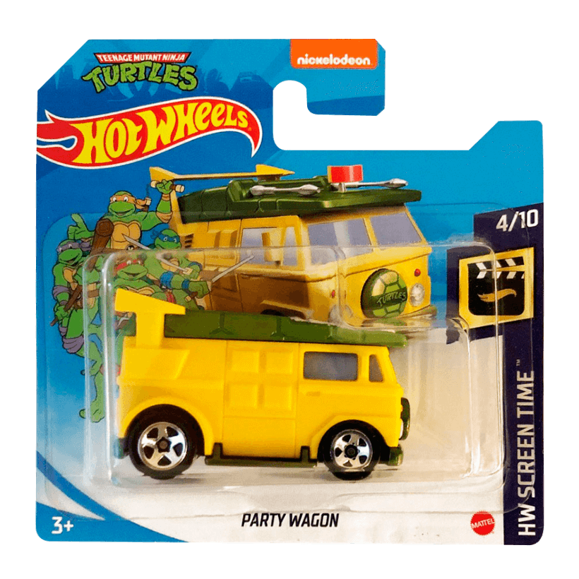 Машинка Базовая Hot Wheels Teenage Mutant Ninja Turtles Party Wagon Screen Time 1:64 GRX96 Yellow - Retromagaz
